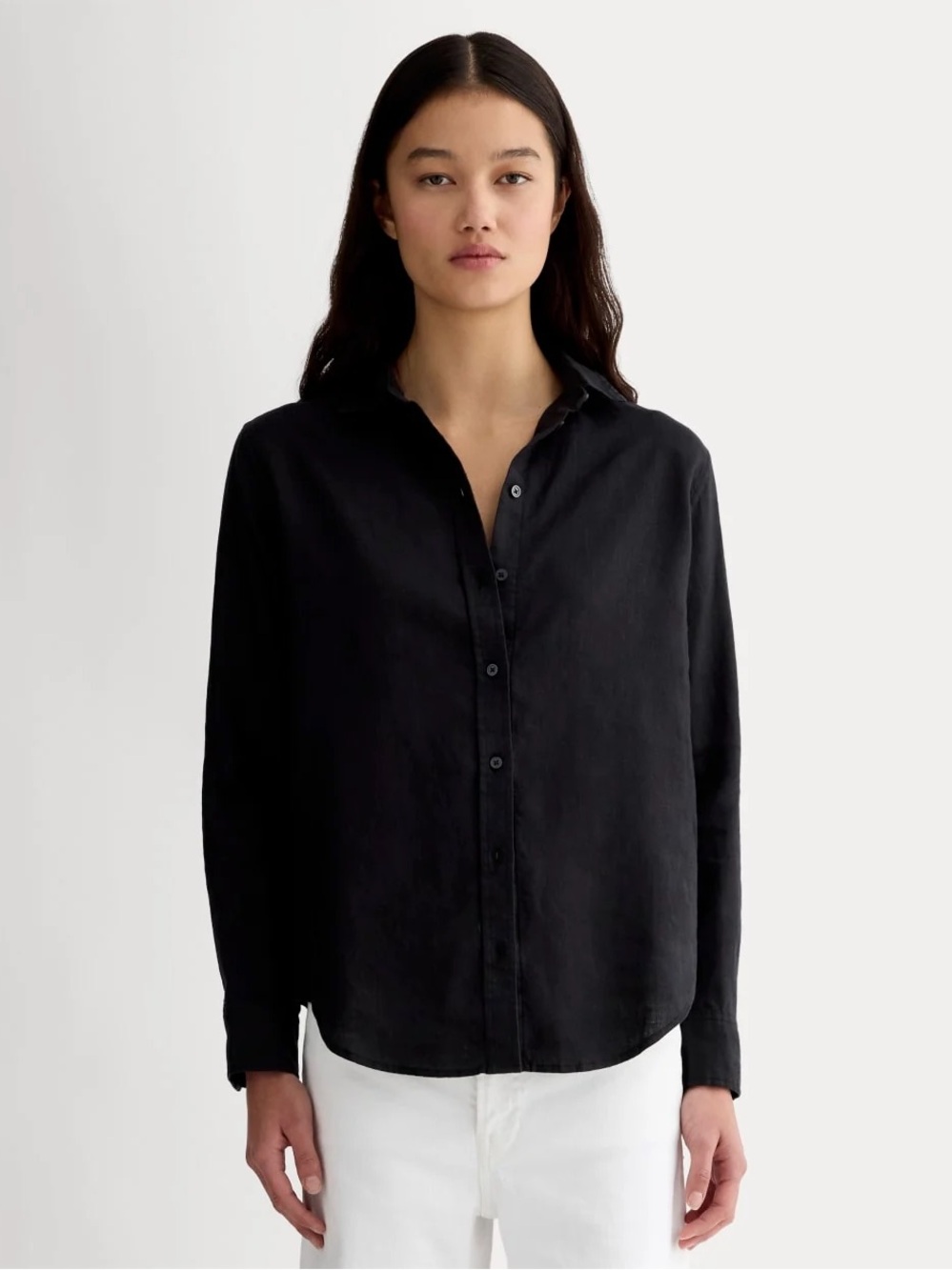 Everlane Black Relaxed-Linen Button Down Shirt
